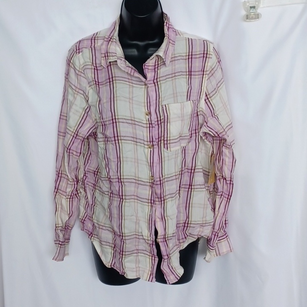 Thereabouts Purple Plaid Button Up, girls sz 20.5, xxl, nwt